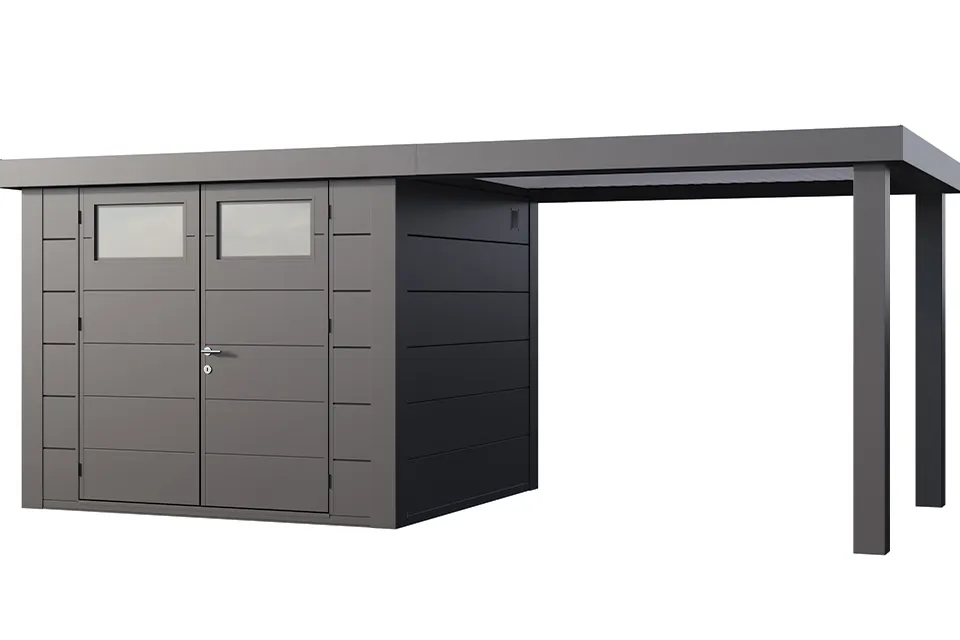 Telluria | Tuinhuis Classico 2724 met Overkapping Open Lounge Large | Rechts | Antraciet