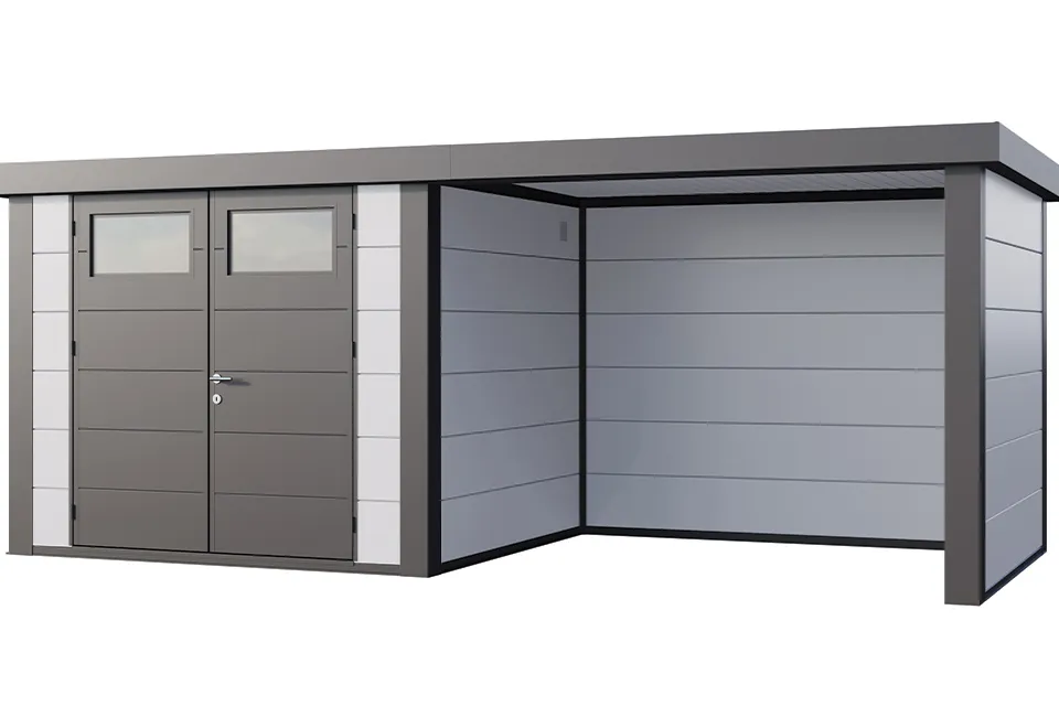 Telluria | Tuinhuis Classico 2724 met Overkapping Lounge Small | Rechts | Wit-Antraciet