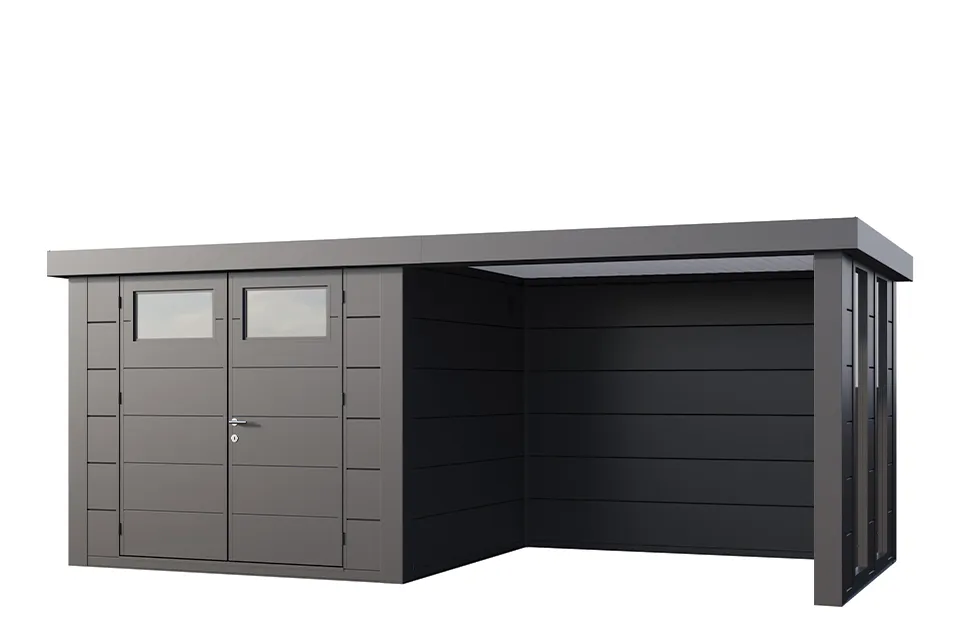 Telluria | Tuinhuis Classico 2724 met Overkapping Lounge Small met Ramen | Rechts | Antraciet