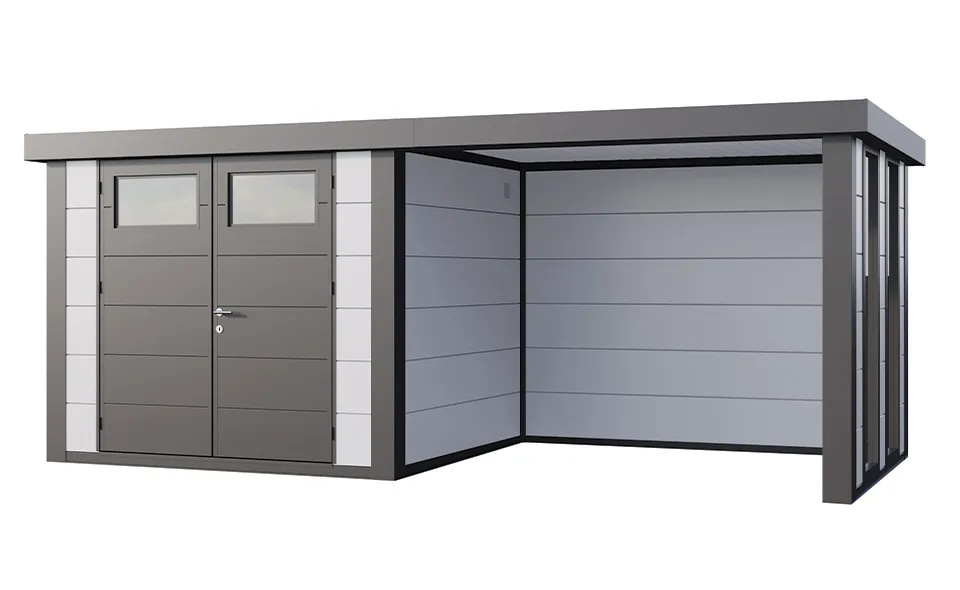 Telluria | Tuinhuis Classico 2724 met Overkapping Lounge Small met Ramen | Rechts | Wit-Antraciet