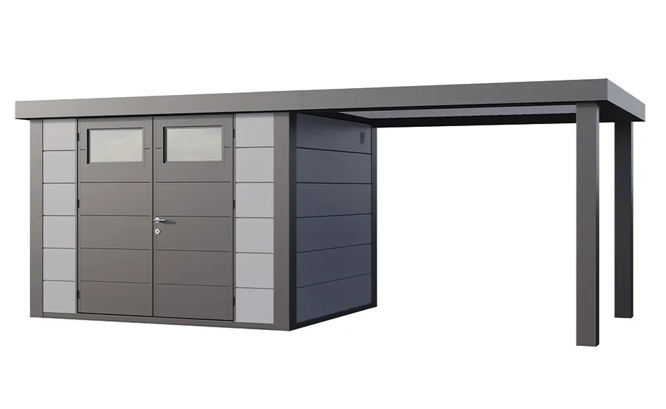 Telluria | Tuinhuis Classico 3024 met Overkapping Open Lounge Large | Rechts | Lichtgrijs