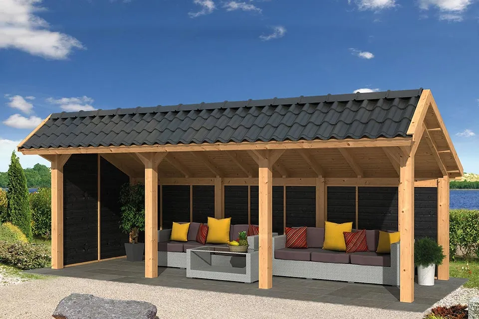 Tuindeco | Overkapping Bergen L | Type 6 | Zwarte Wanden