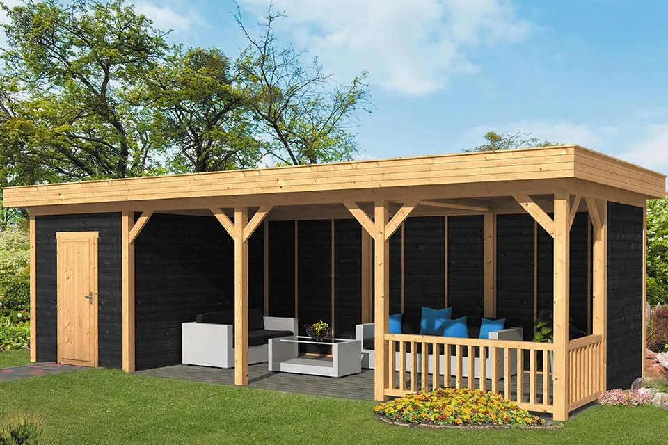 Tuindeco | Overkapping Oslo L | Type 10 | Zwarte Wanden