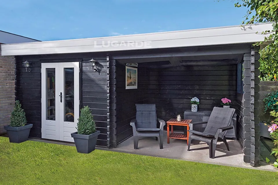 Lugarde | Blokhut met overkapping platdak B9