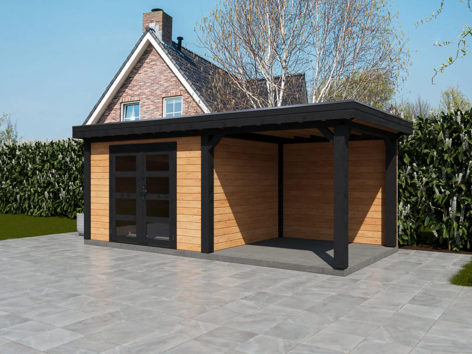 Fonteyn | Tuinhuis Coco met Overkapping 550 x 250 Exclusief