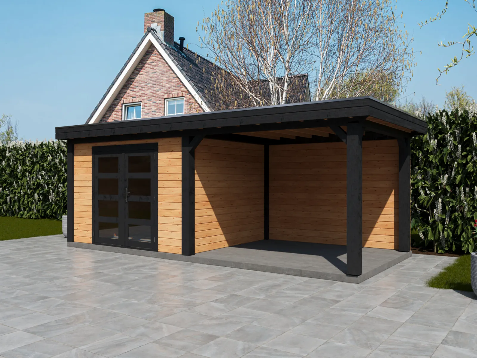 Fonteyn | Tuinhuis Coco met Overkapping 600 x 250 Exclusief