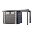 Telluria | Tuinhuis Classico 2724 met Overkapping Open Lounge Small | Rechts | Lichtgrijs