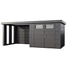 Telluria | Tuinhuis Classico 2724 met Overkapping Lounge Small met Ramen | Links | Antraciet