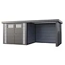 Telluria | Tuinhuis Classico 2724 met Overkapping Lounge Small met Ramen | Rechts | Lichtgrijs