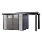 Telluria | Tuinhuis Classico 3024 met Overkapping Open Lounge Small | Rechts | Lichtgrijs