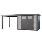 Telluria | Tuinhuis Classico 3024 met Overkapping Open Lounge Large | Links | Lichtgrijs