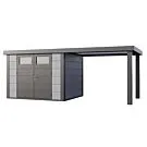 Telluria | Tuinhuis Classico 3024 met Overkapping Open Lounge Large | Rechts | Lichtgrijs