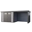 Telluria | Tuinhuis Classico 3024 met Overkapping Lounge Small met Ramen | Rechts | Lichtgrijs