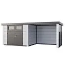 Telluria | Tuinhuis Classico 3024 met Overkapping Lounge Small met Ramen | Rechts | Wit