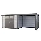 Telluria | Tuinhuis Classico 3024 met Overkapping Lounge Small met Ramen | Rechts | Wit-Antraciet