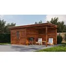 Lugarde Select Modern | Tuinhuis Nunspeet met Veranda Rechts 300 + 300 x 300 | Bruin Geolied