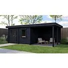 Lugarde Select Modern | Tuinhuis Almere met Veranda Rechts 388 + 300 x 388 | Zwart Geolied