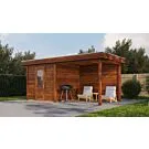 Lugarde Select Modern | Tuinhuis Vught met Veranda Rechts 250 + 300 x 250 | Bruin Geolied