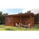 Lugarde Select Modern | Tuinhuis Dordrecht met Veranda Rechts 250 + 400 x 250 | Bruin Geolied