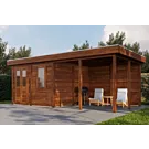 Lugarde Select Modern | Tuinhuis Amstelveen met Veranda Rechts 388 + 400 x 388 | Bruin Geolied