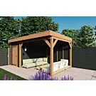 Fonteyn | Tuinhuis met Overkapping Traditioneel 5500 x 3300 | Zwart Geïmpregneerde Vuren Wanden