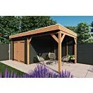 Fonteyn | Tuinhuis met Overkapping Traditioneel 5950 x 3300 | Zwart Geïmpregneerde Vuren Wanden