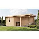 Lugarde Select | Tuinhuis Ede met Overkapping Rechts 250 + 400 x 250 | Onbehandeld