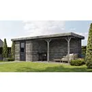 Lugarde Select | Tuinhuis Ede met Overkapping Rechts 250 + 400 x 250 | Keteldruk Grijs