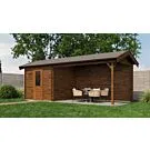 Lugarde Select | Tuinhuis Oldenzaal met Overkapping Rechts 250 + 400 x 250 | Keteldruk Bruin