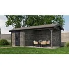 Lugarde Select | Tuinhuis Oldenzaal met Overkapping Rechts 250 + 400 x 250 | Keteldruk Grijs