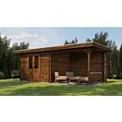 Lugarde Select | Blokhut Wageningen met Overkapping 300 + 300 x 250 | Keteldruk Bruin