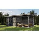 Lugarde Select | Blokhut Wageningen met Overkapping 300 + 300 x 250 | Keteldruk Grijs