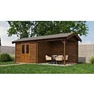 Lugarde Select | Tuinhuis Varsseveld met Overkapping Rechts 300 + 300 x 250 | Keteldruk Bruin