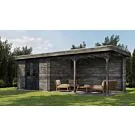 Lugarde Select | Tuinhuis Zandvoort met Overkapping Rechts 300 + 400 x 250 | Keteldruk Grijs