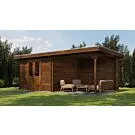 Lugarde Select | Tuinhuis Hilversum met Overkapping Rechts 300 + 300 x 300 | Keteldruk Bruin