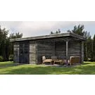 Lugarde Select | Tuinhuis Hilversum met Overkapping Rechts 300 + 300 x 300 | Keteldruk Grijs