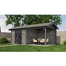 Lugarde Select | Tuinhuis Raalte met Overkapping Rechts 300 + 300 x 300 | Keteldruk Grijs