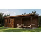 Lugarde Select | Tuinhuis Harderwijk met Overkapping Rechts 300 + 400 x 300 | Keteldruk Bruin