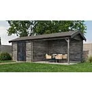 Lugarde Select | Blokhut Epe met Overkapping 300 + 400 x 300 | Keteldruk Grijs