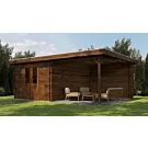 Lugarde Select | Tuinhuis Tiel met Overkapping Rechts 300 + 300 x 400 | Keteldruk Bruin