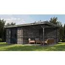 Lugarde Select | Blokhut Tiel met Overkapping 300 + 300 x 400 | Keteldruk Grijs