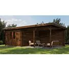 Lugarde Select | Tuinhuis Culemborg met Overkapping Rechts 300 + 400 x 400 | Keteldruk Bruin