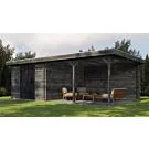 Lugarde Select | Tuinhuis Culemborg met Overkapping Rechts 300 + 400 x 400 | Keteldruk Grijs