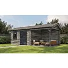 Lugarde Select | Tuinhuis Holten met Overkapping Rechts 400 + 300 x 300 | Keteldruk Grijs