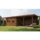 Lugarde Select | Blokhut Huissen met Overkapping 400 + 400 x 300 | Keteldruk Bruin