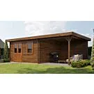 Lugarde Select | Tuinhuis Wehl met Overkapping Rechts 400 + 300 x 400 | Keteldruk Bruin