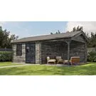 Lugarde Select | Tuinhuis Oosterbeek met Overkapping Rechts 400 + 300 x 400 | Keteldruk Grijs