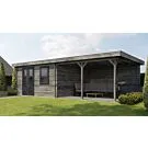 Lugarde Select | Tuinhuis Didam met Overkapping Rechts 400 + 400 x 400 | Keteldruk Grijs