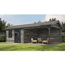 Lugarde Select | Tuinhuis Rozendaal met Overkapping Rechts 400 + 400 x 400 | Keteldruk Grijs