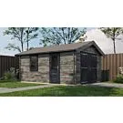 Lugarde Select | Blokhut Kesteren met Garagedeur 400 x 500 | Keteldruk Grijs